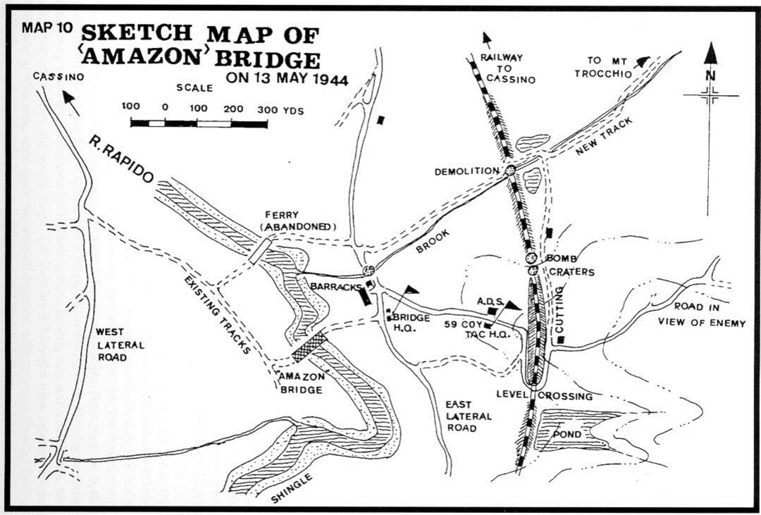 Amazon Bridge Sketch Map 13 May 1944